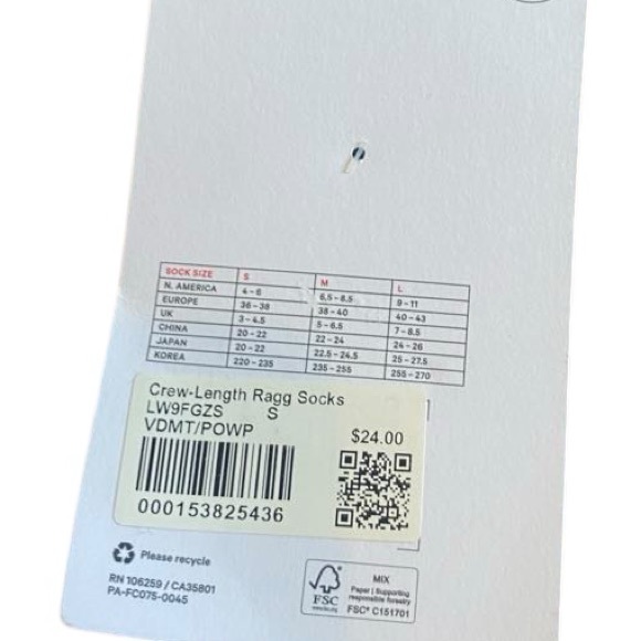 NWT Lululemon crew length ragg socks Size S - Picture 3 of 3